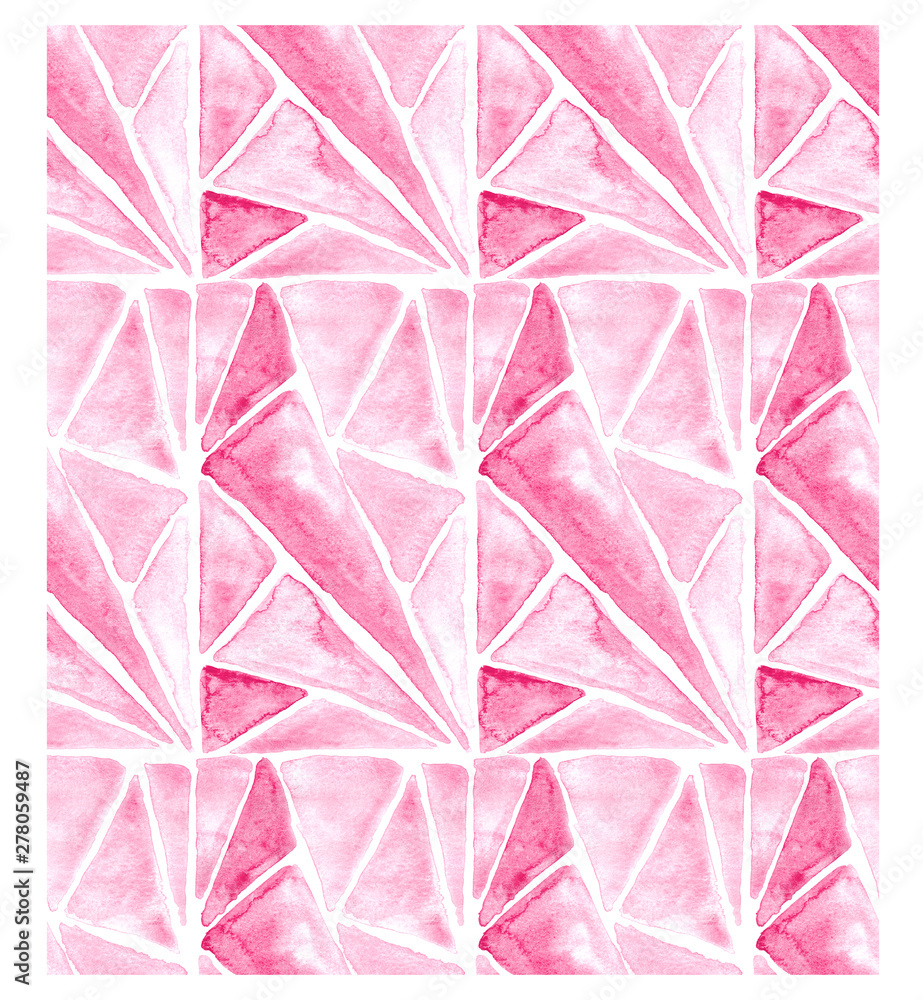 Naklejka premium Hand drawn seamless watercolor rose pink pattern