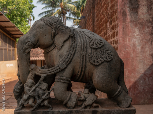 Sculpture of a an Elephant in a Hindu temple in India