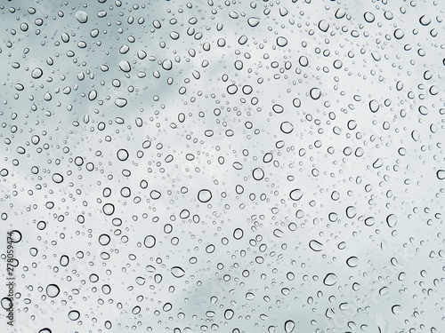 Selective focus water drops on the windshield after rain.