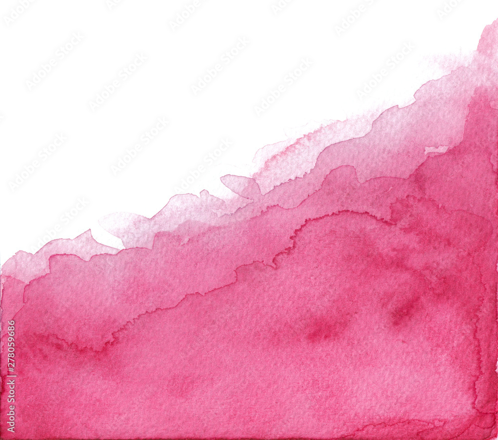Hand drawn watercolor wash vibrant pink rose background