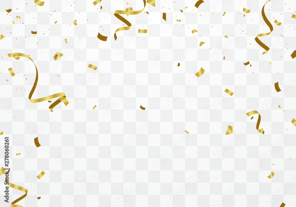 Background celebrated with golden confetti Scene design for various festive parties - obrazy, fototapety, plakaty 