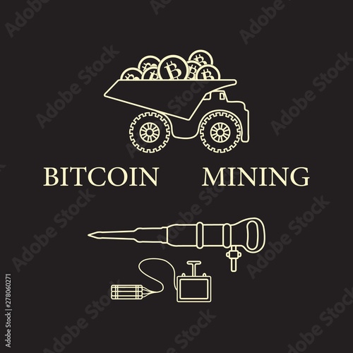 Dumper with bitcoins, dynamite and jackhammer.
