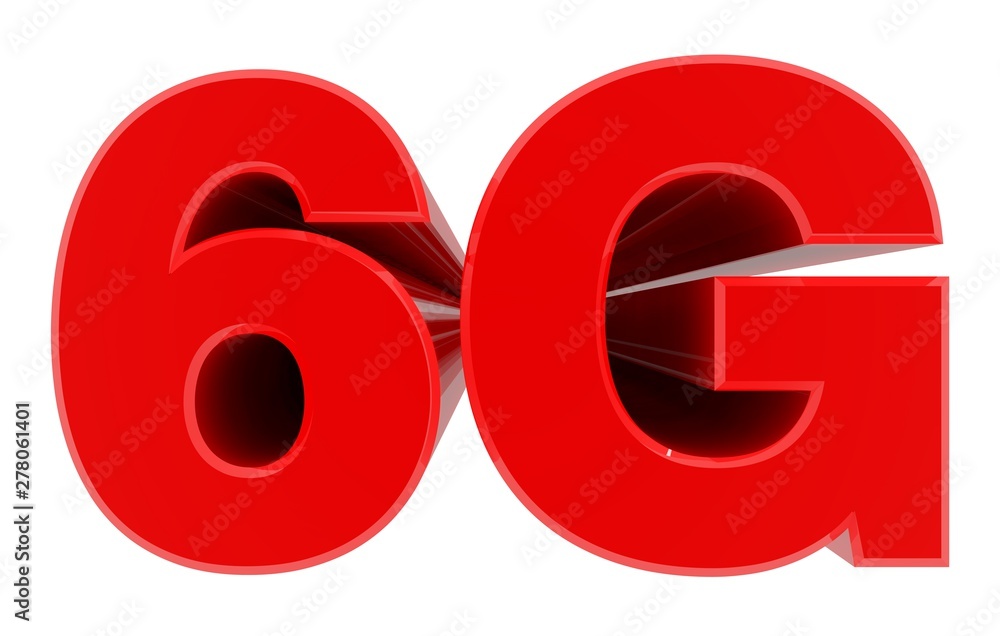 6G word on white background 3d rendering 6G word on white background 3d rendering