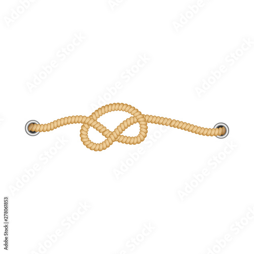 Sea or nautical rope sailor's marine knot realistic vector illustration isolated.