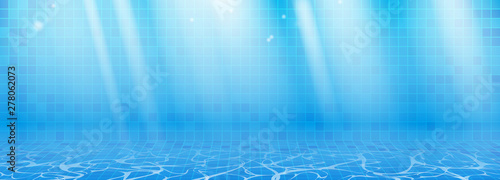Blue Summer Water Waves with Reflections in Swimming Pool