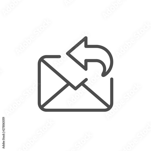 Mail reply line outline icon