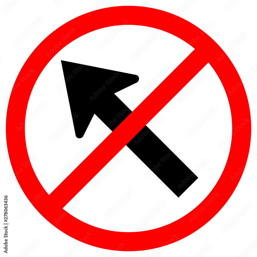 Prohibit Go To The Left By The Arrow Traffic Road Sign Isolate On White Background,Vector Illustration EPS.10 Prohibit Go To The Left By The Arrow Traffic Road Sign Isolate On White Background,Vector Illustration EPS.10