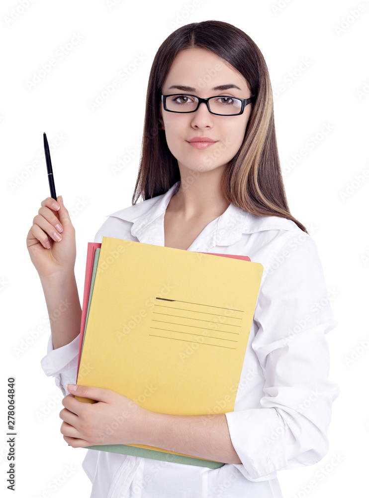 business woman office papers smiling business woman office papers smiling