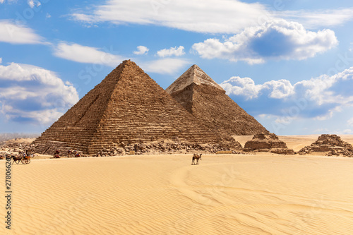 Giza desert with Famous Pyramids of Egypt  beautiful day view