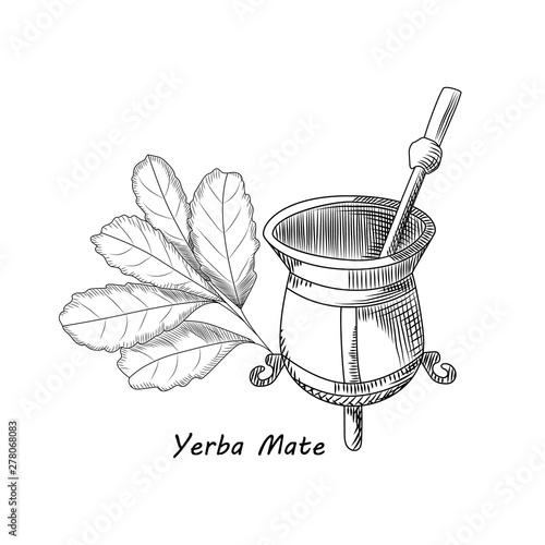 Calabash and bombilla for yerba mate drink. Mate tea
