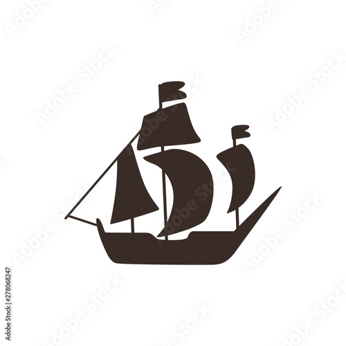 Vector retro sailing vessel silhouette black icon