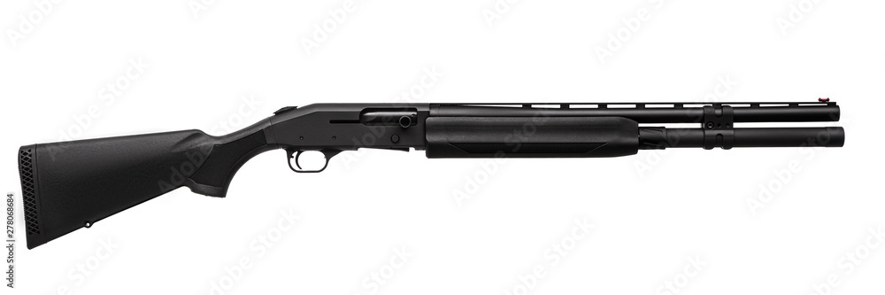 modern black shotgun isolated on white modern black shotgun isolated on white