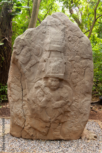 Stele of the king Olmec,Olmec Archaeological Museum,La Venta,Villahermosa,Tabasco,Mexico.