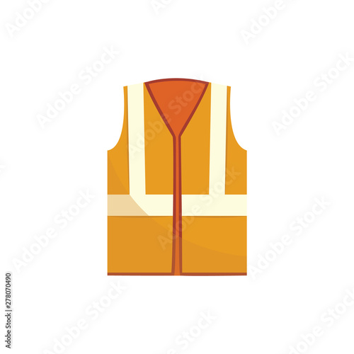 High visibility orange vest in flat or cartoon style