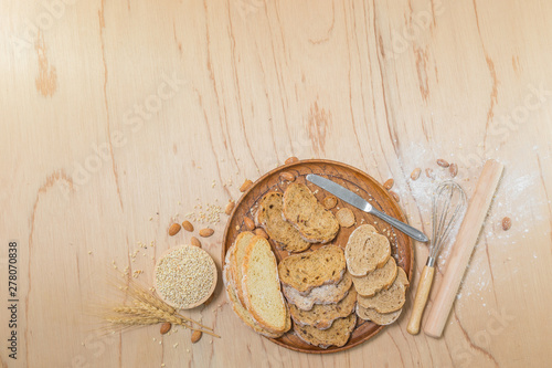 Sliced fread rutic bread. photo