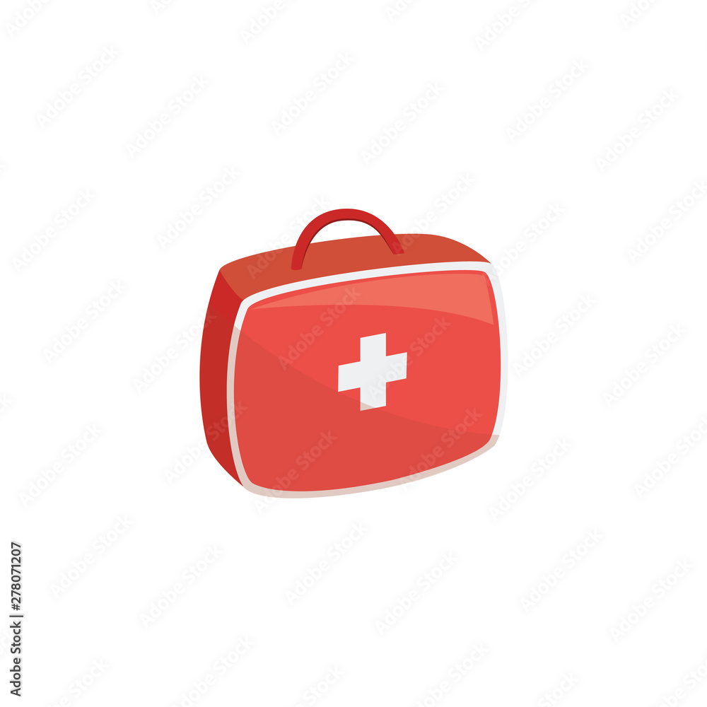 Emergency medical first aid kit red box and white cross graphic icon vector. Emergency medical first aid kit red box and white cross graphic icon vector.
