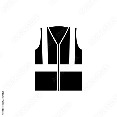 Industrial safety protection road vest with reflective stripes black icon.