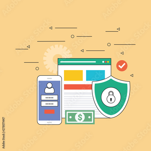 Website Security and Data Protection. Vector 