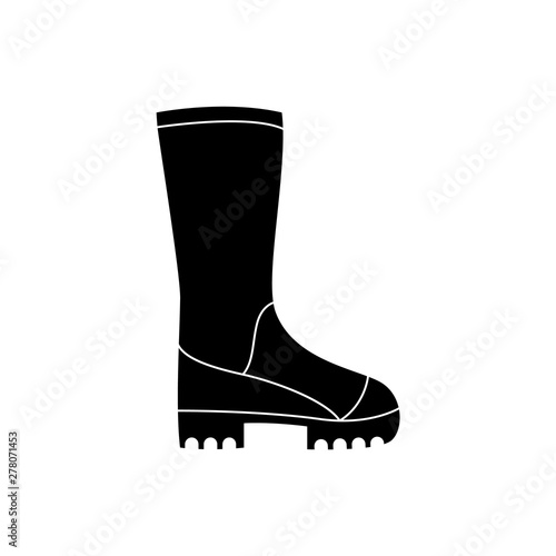 Worker job safety equipment protective boots with high bootlegs black icon.