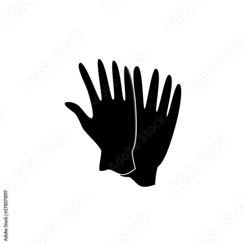 Black medicine or housekeeping protective latex gloves vector illustration on white.
