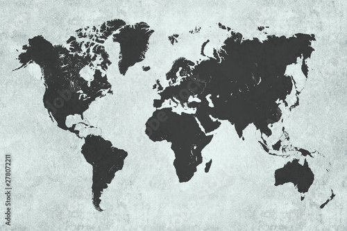 Fototapeta Naklejka Na Ścianę i Meble -  Global map, black on coloured textured background