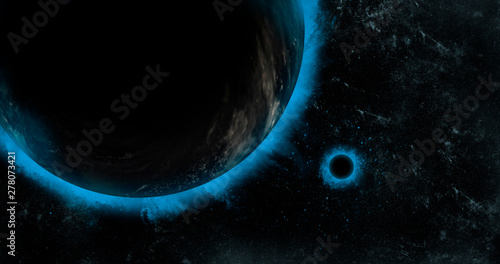 Planet with blue glow space wallpaper