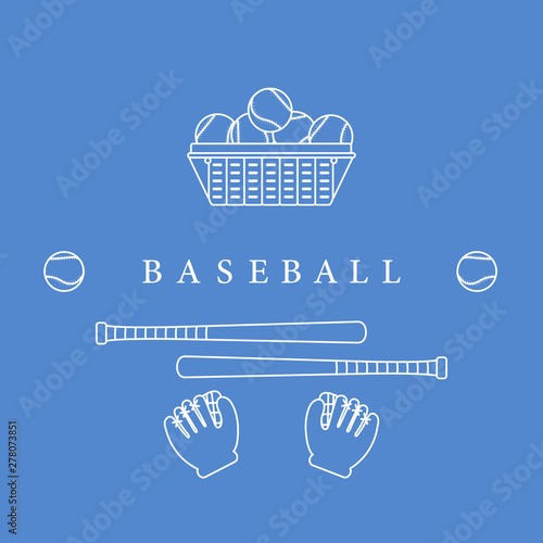 Gloves, balls, baseball bats. Baseball equipment.