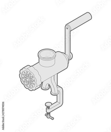 Meat grinder isolated. mincing machine. hasher. Vector meat-chopper