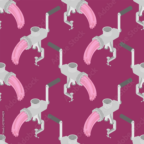 Meat grinder pattern seamless. mincing machine background . hasher texture. Vector meat-chopper ornament