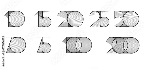 10, 15, 20, 25, 50, 70, 75, 100, 200 years vector background.