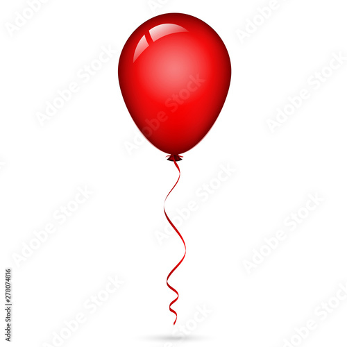 Vector illustration of red balloon with ribbon