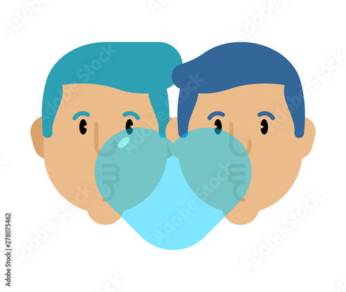 Gay couple love. heart shaped with chewing gum. vector illustration
