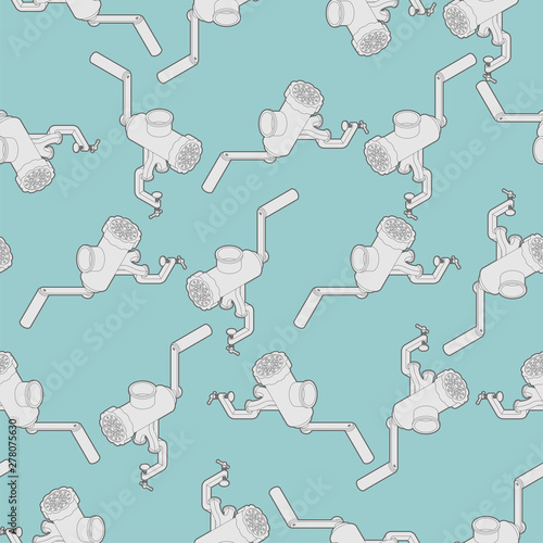 Meat grinder pattern seamless. mincing machine background . hasher texture. Vector meat-chopper ornament