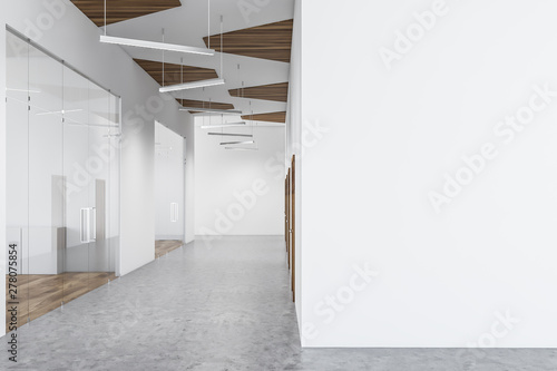 Empty white office hall with mock up wall