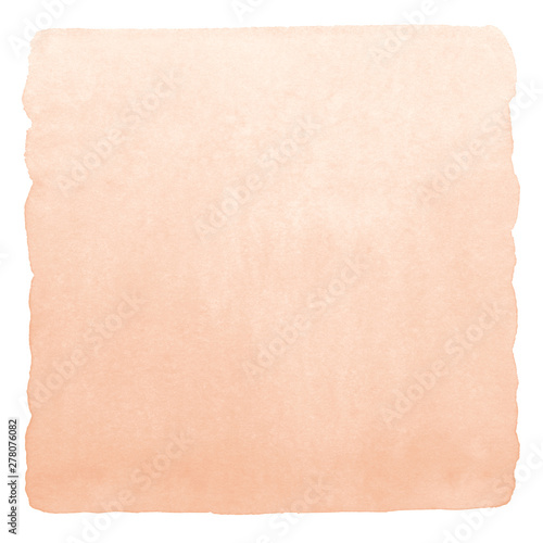 Rose beige watercolor gradient background with rounded uneven edge. Human skin, epidermis, foundation color painted watercolour texture. Pastel, soft light brown, natural aquarelle square template. 