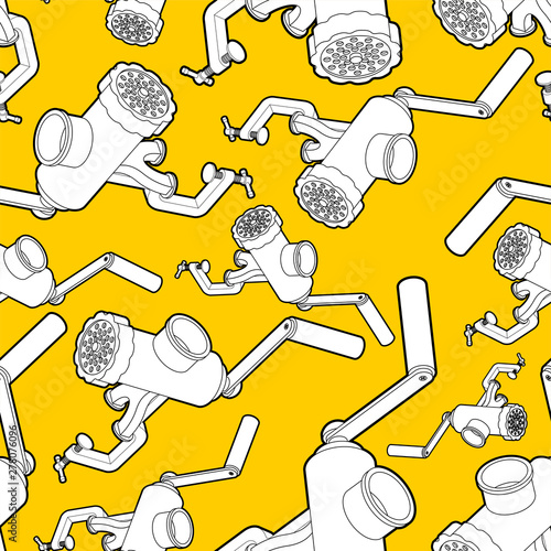 Meat grinder pattern seamless. mincing machine background . hasher texture. Vector meat-chopper ornament
