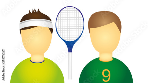 sportsmen with racket isolated over white background vector