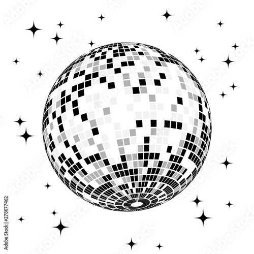 Black disco ball on a white background