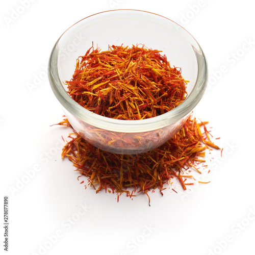 saffron isolated in a glass plate