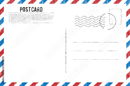 Blank vintage post card template with stamp.vector illustration photo
