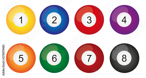 billiard balls isolated over white background vector