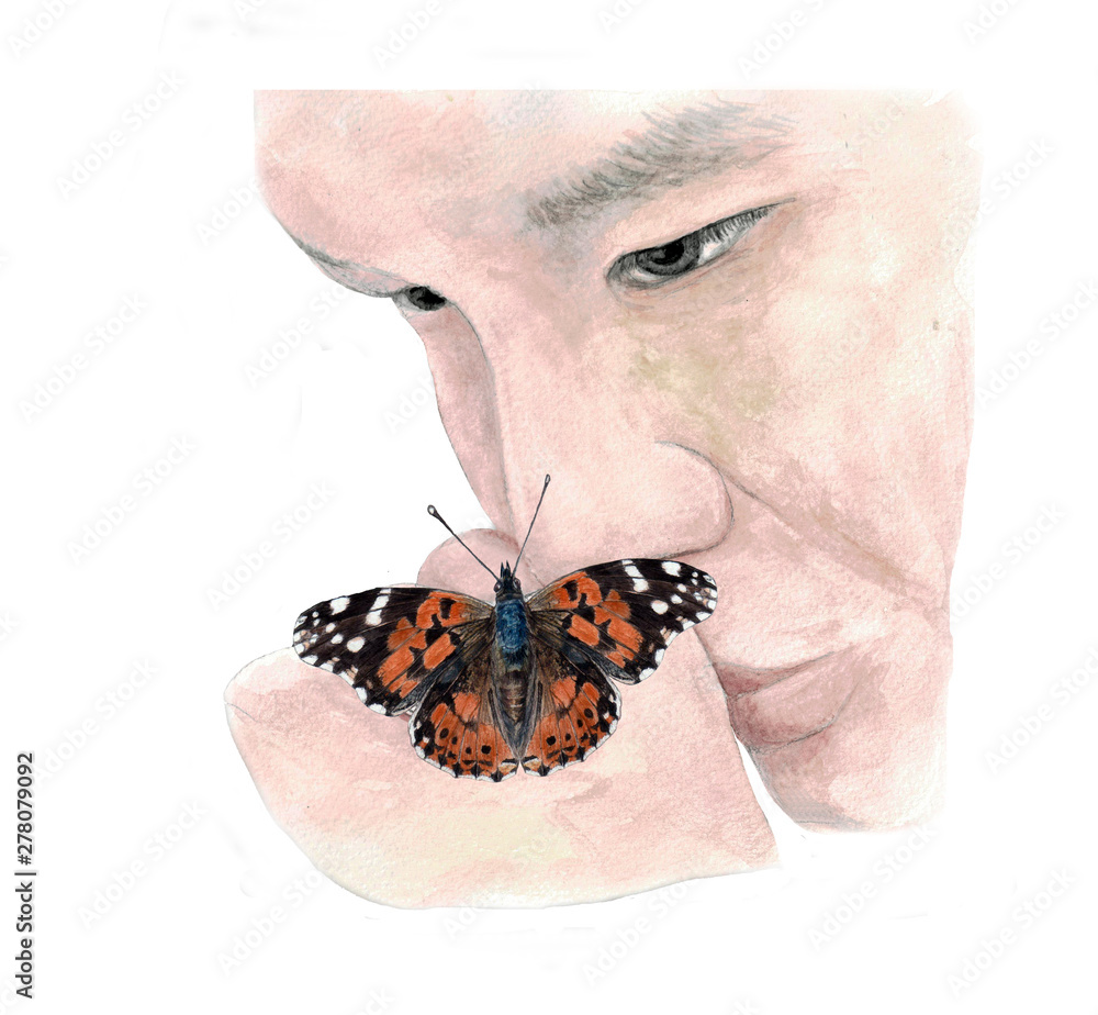 Obraz premium butterfly with a man