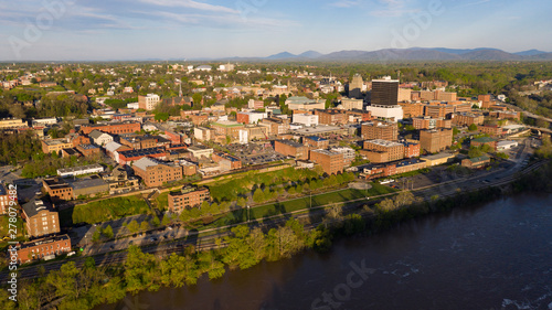 Sunrise Lights Up the Buildings and Streets of Lynchburg Virginia USA