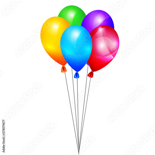 Bunch of color hot air helium balloon for design on white, stock vector illustration