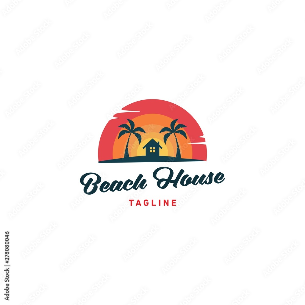 Beach House logo design vector illustration