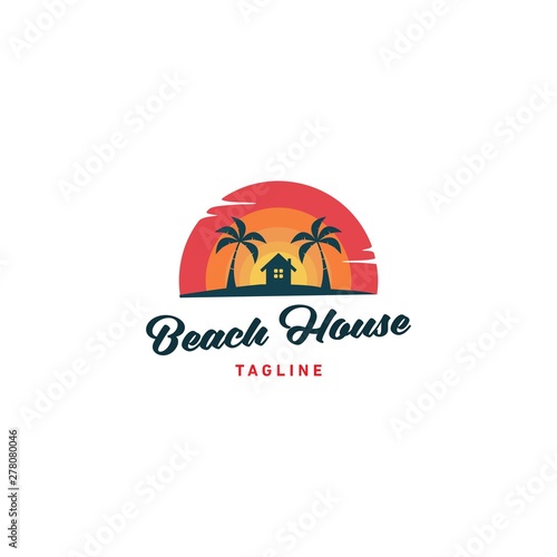Beach House logo design vector illustration