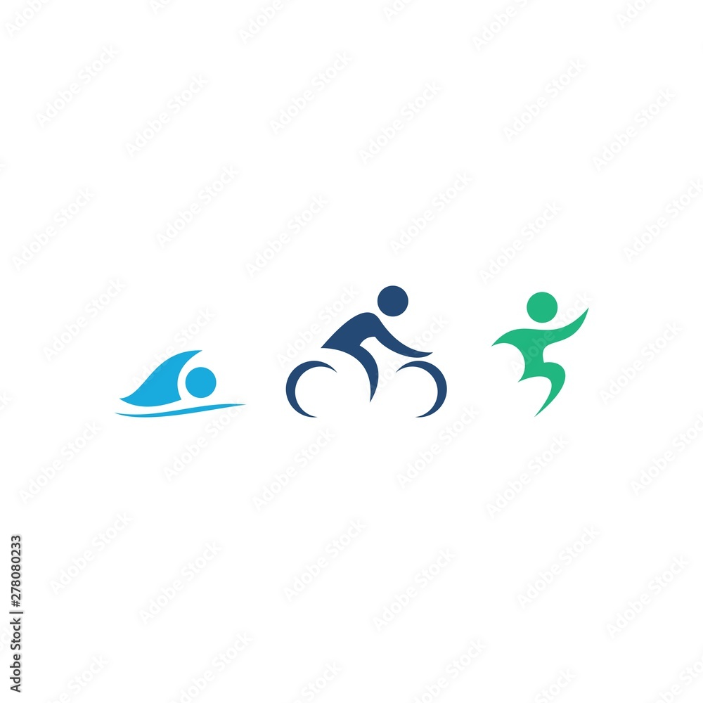 Vettoriale Stock Triathlon swim, bike, run logo design vector illustration  | Adobe Stock