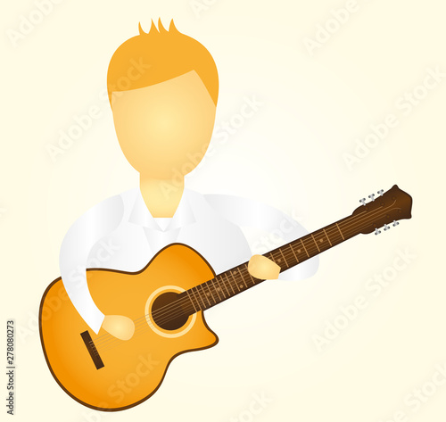 man playing guitar over yellow background vector