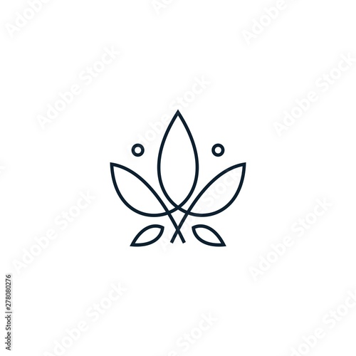 Monoline cannabis leaf logo design vector illustration