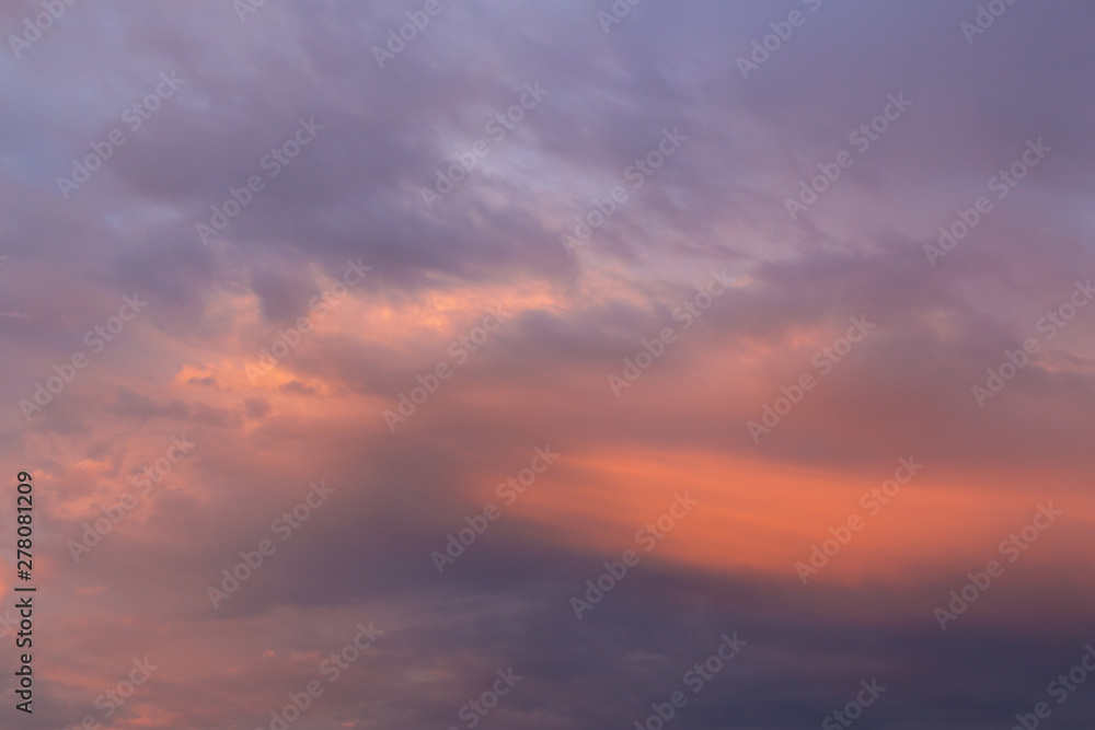 Heaven, beautiful sunrise soft orange sky with clouds, abstract background texture
